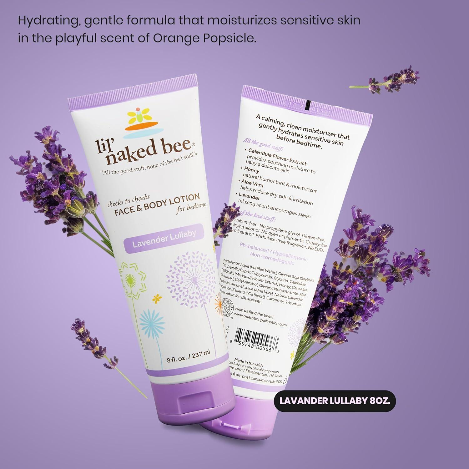 imageLil Naked Bee Baby Lotion for Kids 8 oz Lavender Lullaby Cheeks to Cheeks Face ampamp Body Lotion for Hydrating ampamp Moisturizing Skin