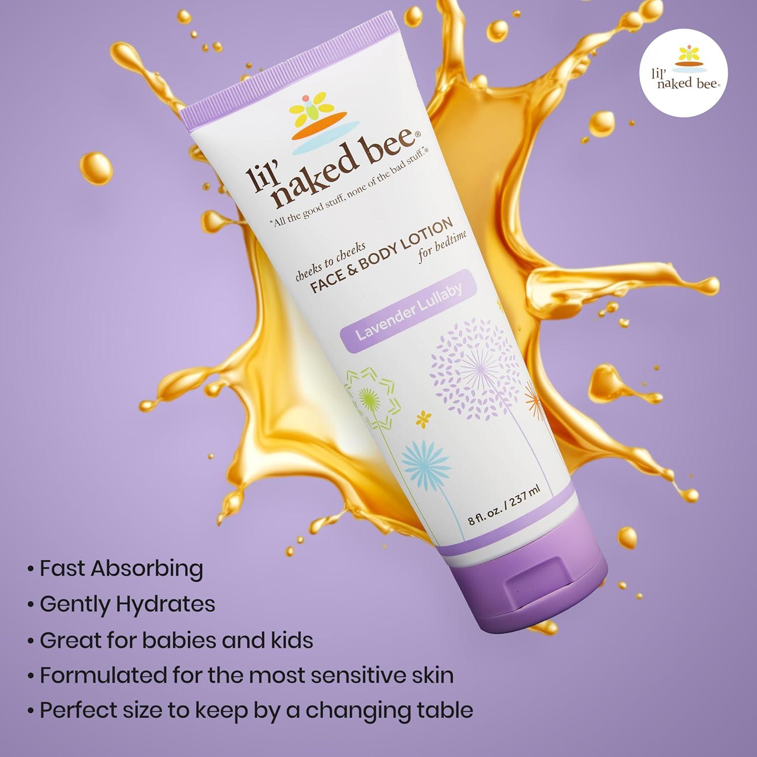 imageLil Naked Bee Baby Lotion for Kids 8 oz Lavender Lullaby Cheeks to Cheeks Face ampamp Body Lotion for Hydrating ampamp Moisturizing Skin
