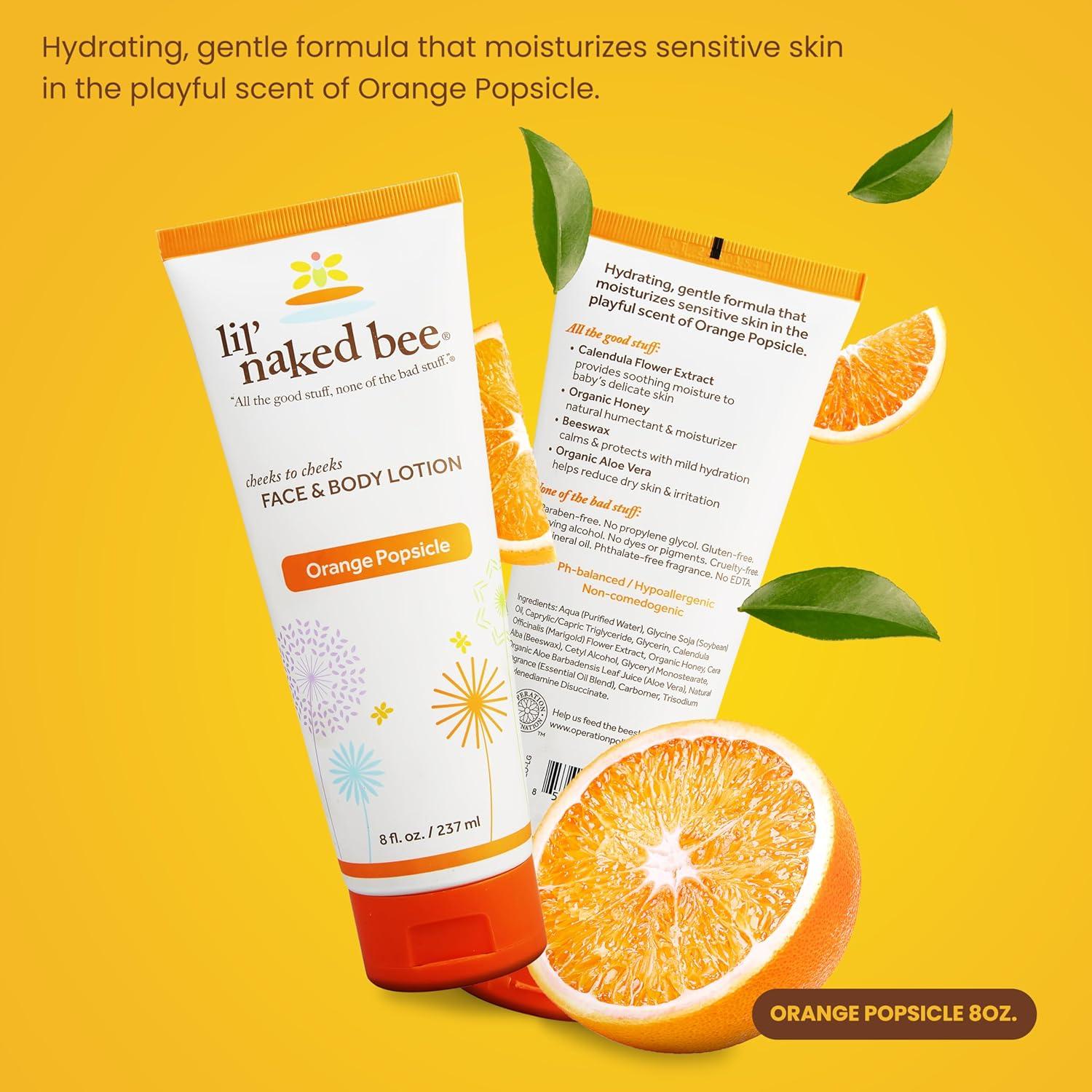 imageLil Naked Bee Baby Lotion for Kids 8 oz Orange Popsicle Cheeks to Cheeks Face ampamp Body Lotion for Hydrating ampamp Moisturizing for Skin