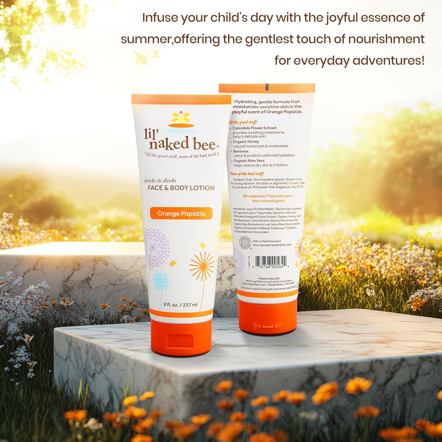 imageLil Naked Bee Baby Lotion for Kids 8 oz Orange Popsicle Cheeks to Cheeks Face ampamp Body Lotion for Hydrating ampamp Moisturizing for Skin
