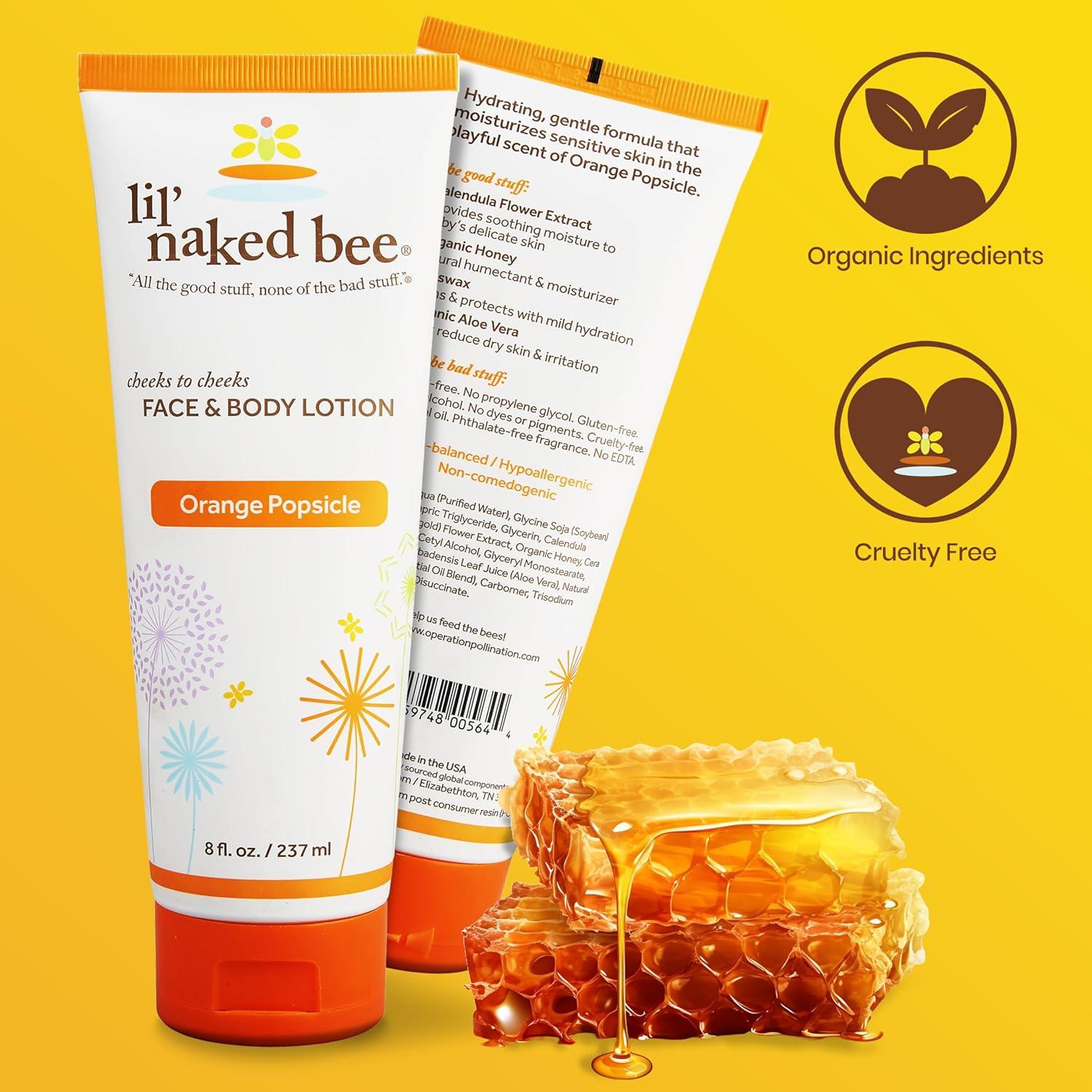 imageLil Naked Bee Baby Lotion for Kids 8 oz Orange Popsicle Cheeks to Cheeks Face ampamp Body Lotion for Hydrating ampamp Moisturizing for Skin