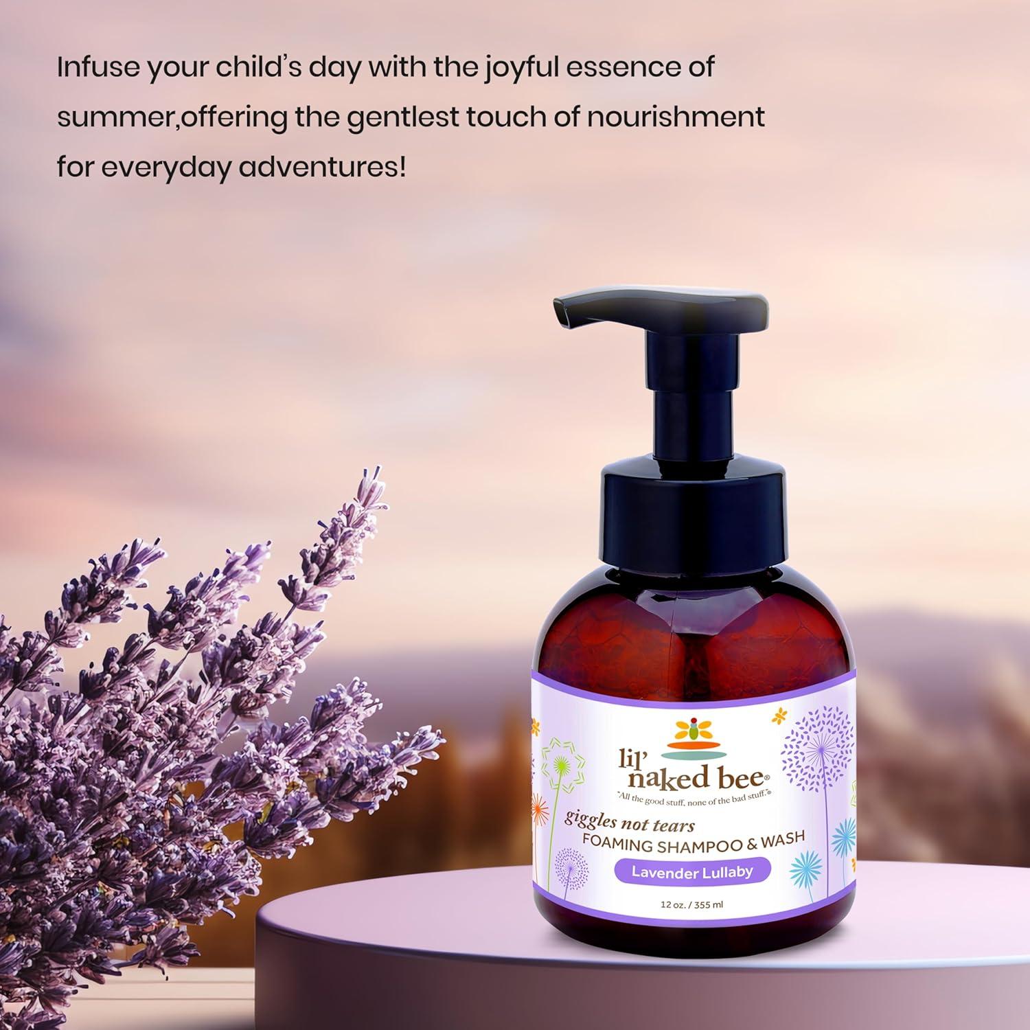 imageLil Naked Bee Lavender Lullaby Giggles Not Tears Foaming Shampoo ampamp Wash 12 oz Baby Shampoo ampamp Baby Wash for Kids Pump Bottle  Great for Babies and Kid