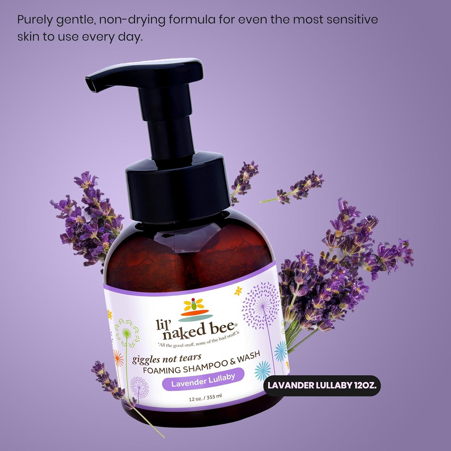 imageLil Naked Bee Lavender Lullaby Giggles Not Tears Foaming Shampoo ampamp Wash 12 oz Baby Shampoo ampamp Baby Wash for Kids Pump Bottle  Great for Babies and Kid