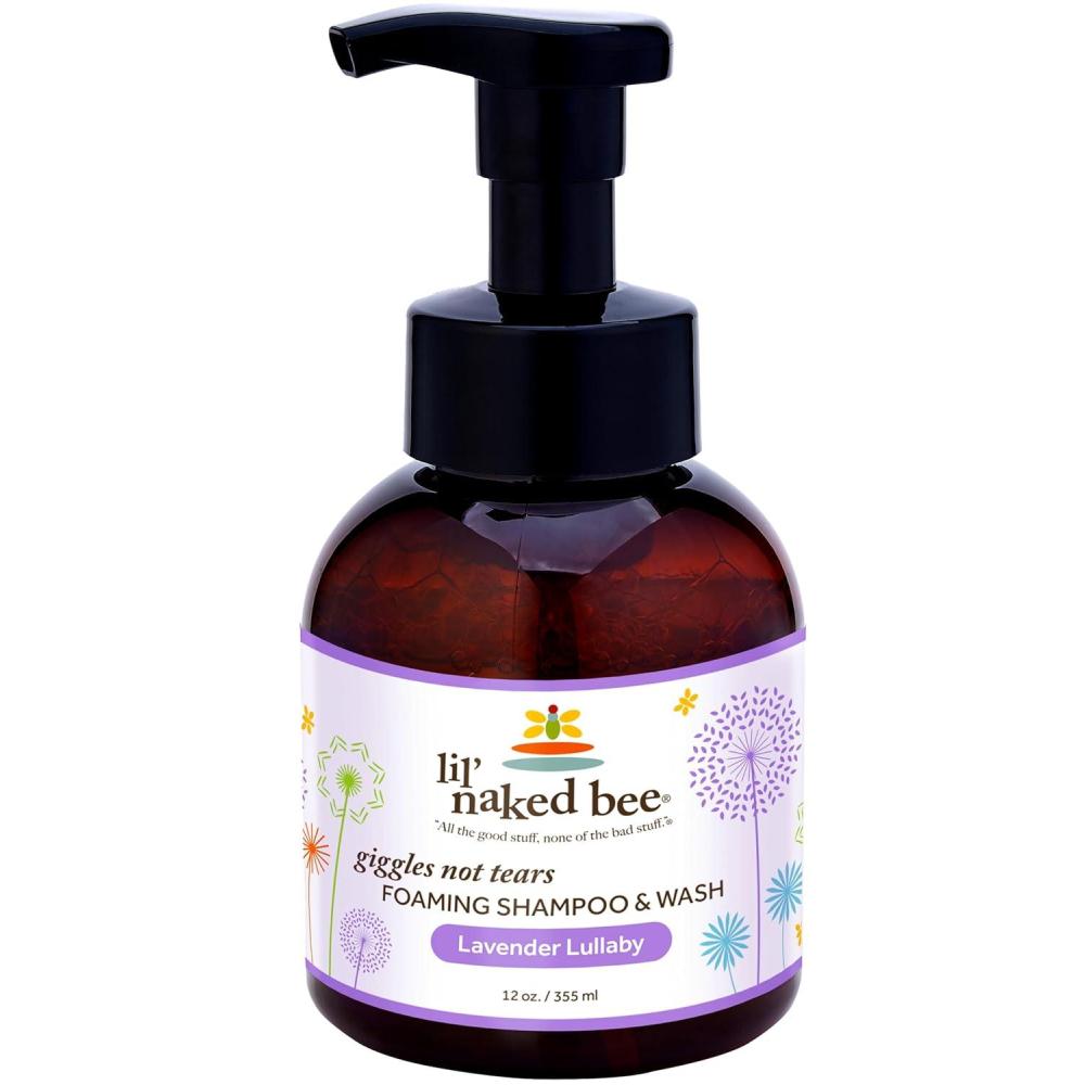 imageLil Naked Bee Lavender Lullaby Giggles Not Tears Foaming Shampoo ampamp Wash 12 oz Baby Shampoo ampamp Baby Wash for Kids Pump Bottle  Great for Babies and Kid